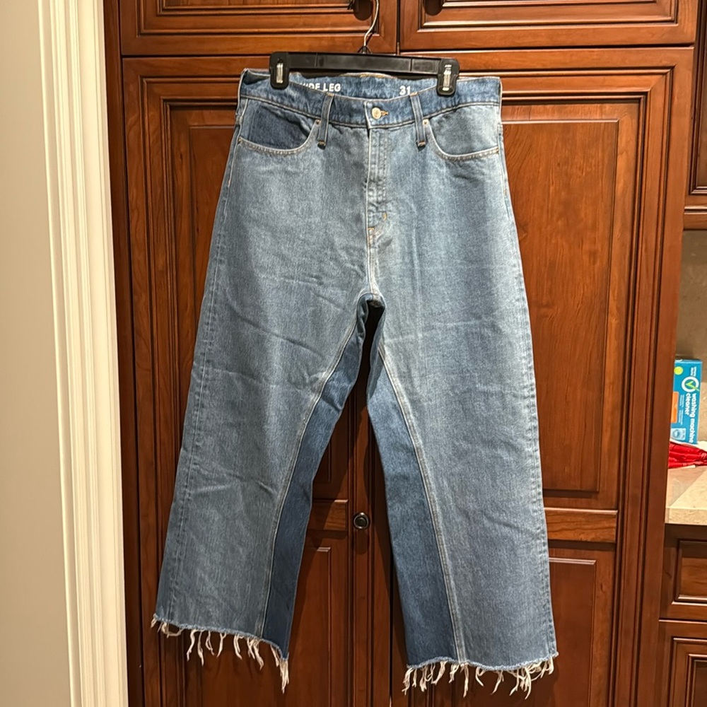 J.Crew slim wide leg 2 tone retro 70s funky jeans festival , 31 waist